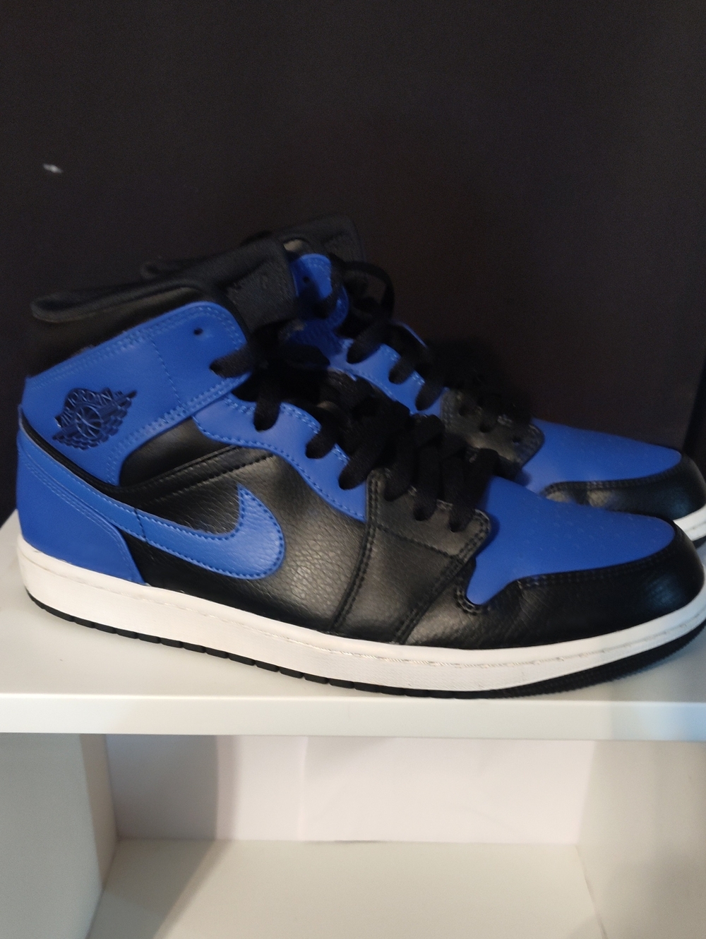 Nike Air Jordan 1 Mid" Hyper Royal" Men's Sneakers - Black & Royal Blue
